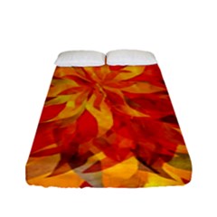 Flower Blossom Red Orange Abstract Fitted Sheet (full/ Double Size) by Pakrebo