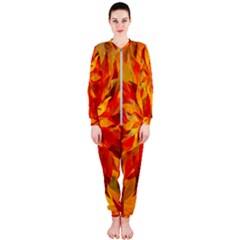 Flower Blossom Red Orange Abstract Onepiece Jumpsuit (ladies)  by Pakrebo