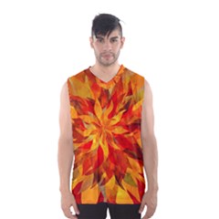 Flower Blossom Red Orange Abstract Men s Basketball Tank Top by Pakrebo