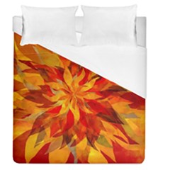 Flower Blossom Red Orange Abstract Duvet Cover (queen Size) by Pakrebo