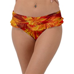 Flower Blossom Red Orange Abstract Frill Bikini Bottom by Pakrebo