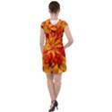 Flower Blossom Red Orange Abstract Drawstring Hooded Dress View2