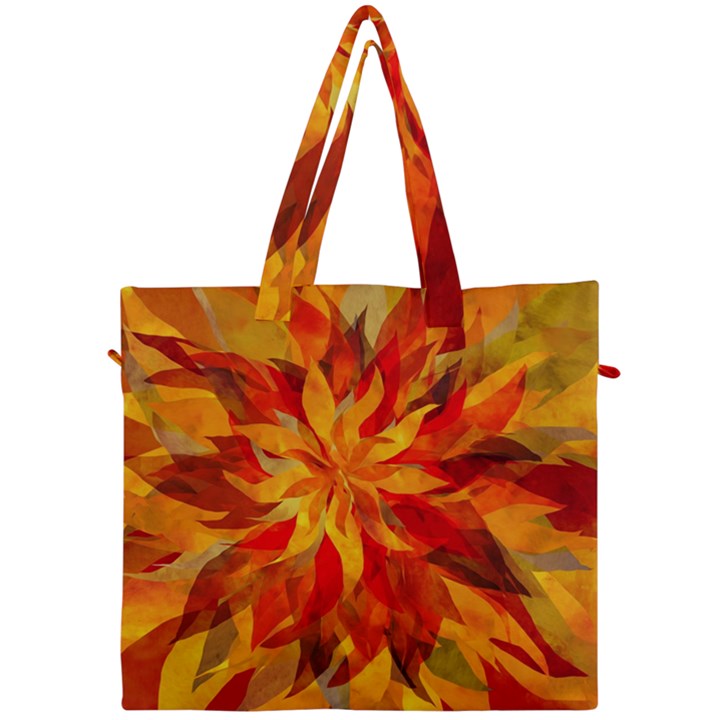 Flower Blossom Red Orange Abstract Canvas Travel Bag