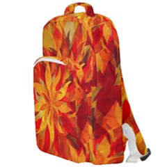 Flower Blossom Red Orange Abstract Double Compartment Backpack by Pakrebo