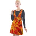 Flower Blossom Red Orange Abstract Plunge Pinafore Velour Dress View1