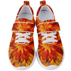 Flower Blossom Red Orange Abstract Women s Velcro Strap Shoes by Pakrebo