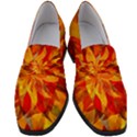 Flower Blossom Red Orange Abstract Women s Chunky Heel Loafers View1