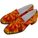 Flower Blossom Red Orange Abstract Women s Chunky Heel Loafers View2