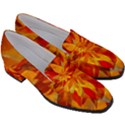 Flower Blossom Red Orange Abstract Women s Chunky Heel Loafers View3