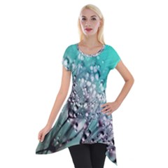 Dandelion Seeds Flower Nature Short Sleeve Side Drop Tunic by Pakrebo