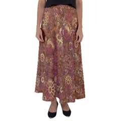 Gears Cogs Industrial Machinery Flared Maxi Skirt by Pakrebo