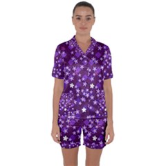 Textile Cross Pattern Square Satin Short Sleeve Pyjamas Set by Pakrebo