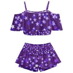 Textile Cross Pattern Square Kids  Off Shoulder Skirt Bikini by Pakrebo