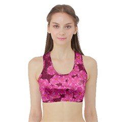 Cherry Blossoms Floral Design Sports Bra With Border by Pakrebo