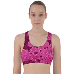 Cherry Blossoms Floral Design Back Weave Sports Bra by Pakrebo