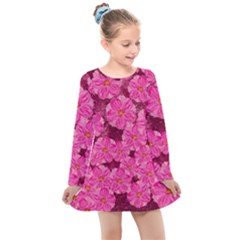 Cherry Blossoms Floral Design Kids  Long Sleeve Dress by Pakrebo