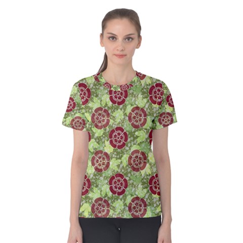 Seamless Pattern Leaf The Pentagon Women s Cotton Tee by Pakrebo