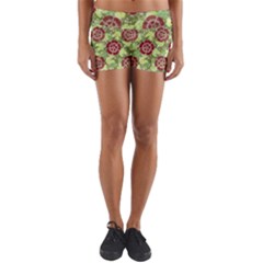 Seamless Pattern Leaf The Pentagon Yoga Shorts by Pakrebo