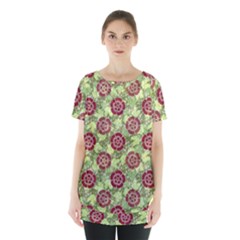 Seamless Pattern Leaf The Pentagon Skirt Hem Sports Top by Pakrebo