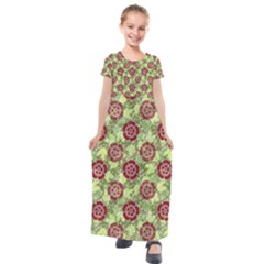 Seamless Pattern Leaf The Pentagon Kids  Short Sleeve Maxi Dress by Pakrebo