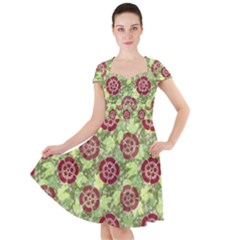 Seamless Pattern Leaf The Pentagon Cap Sleeve Midi Dress by Pakrebo