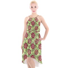 Seamless Pattern Leaf The Pentagon High-low Halter Chiffon Dress  by Pakrebo