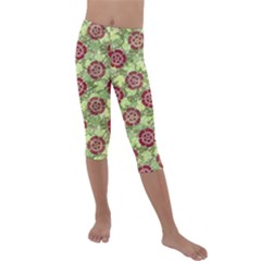 Seamless Pattern Leaf The Pentagon Kids  Lightweight Velour Capri Leggings  by Pakrebo