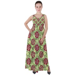 Seamless Pattern Leaf The Pentagon Empire Waist Velour Maxi Dress