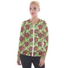 Seamless Pattern Leaf The Pentagon Velour Zip Up Jacket