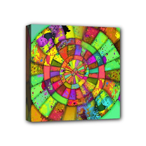 Color Abstract Rings Circle Center Mini Canvas 4  X 4  (stretched) by Pakrebo