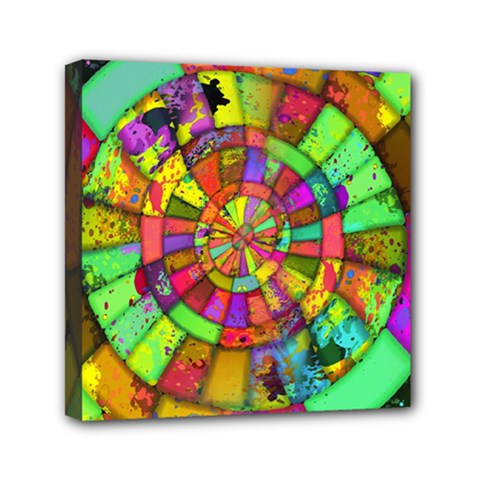 Color Abstract Rings Circle Center Mini Canvas 6  X 6  (stretched) by Pakrebo