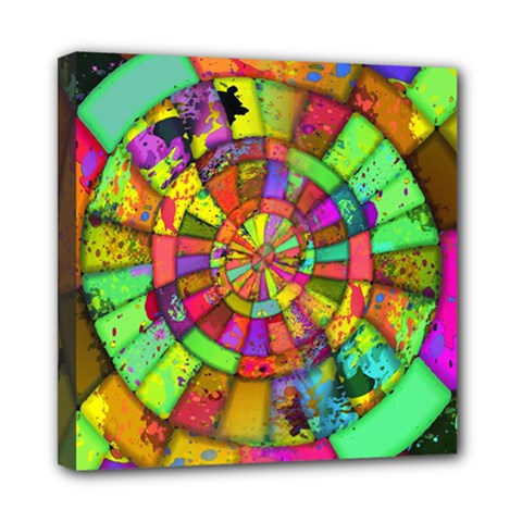 Color Abstract Rings Circle Center Mini Canvas 8  X 8  (stretched) by Pakrebo