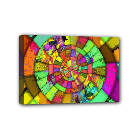 Color Abstract Rings Circle Center Mini Canvas 6  X 4  (stretched) by Pakrebo