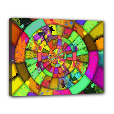 Color Abstract Rings Circle Center Canvas 14  X 11  (stretched) by Pakrebo