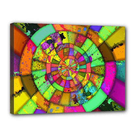 Color Abstract Rings Circle Center Canvas 16  X 12  (stretched) by Pakrebo