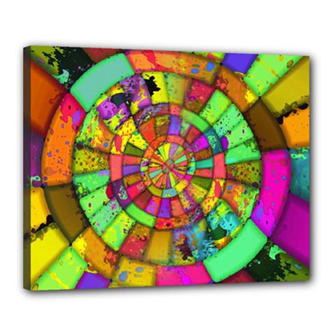 Color Abstract Rings Circle Center Canvas 20  X 16  (stretched) by Pakrebo