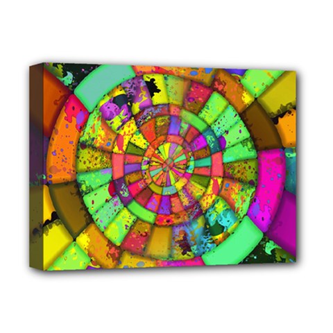 Color Abstract Rings Circle Center Deluxe Canvas 16  X 12  (stretched)  by Pakrebo