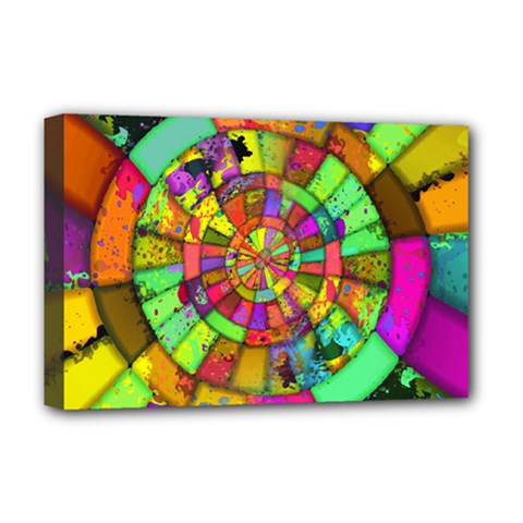 Color Abstract Rings Circle Center Deluxe Canvas 18  X 12  (stretched) by Pakrebo