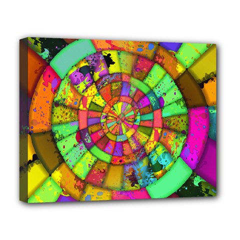 Color Abstract Rings Circle Center Deluxe Canvas 20  X 16  (stretched) by Pakrebo