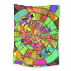 Color Abstract Rings Circle Center Medium Tapestry by Pakrebo