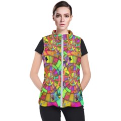 Color Abstract Rings Circle Center Women s Puffer Vest