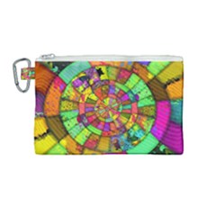 Color Abstract Rings Circle Center Canvas Cosmetic Bag (medium) by Pakrebo