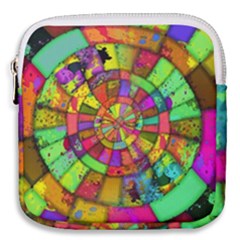 Color Abstract Rings Circle Center Mini Square Pouch by Pakrebo