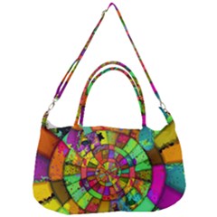 Color Abstract Rings Circle Center Removal Strap Handbag