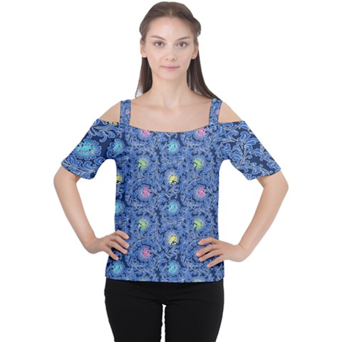 Floral Design Asia Seamless Pattern Cutout Shoulder Tee by Pakrebo