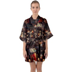 Library Tunnel Books Stacks Quarter Sleeve Kimono Robe by Pakrebo