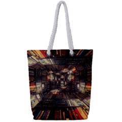 Library Tunnel Books Stacks Full Print Rope Handle Tote (small) by Pakrebo