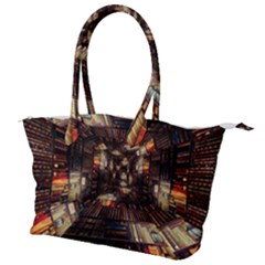 Library Tunnel Books Stacks Canvas Shoulder Bag by Pakrebo