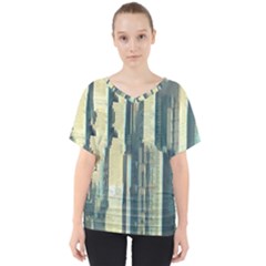 Illustrations Texture Abstract Buildings V-neck Dolman Drape Top by Pakrebo