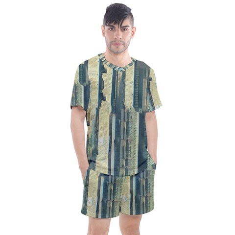 Illustrations Texture Abstract Buildings Men s Mesh Tee And Shorts Set by Pakrebo